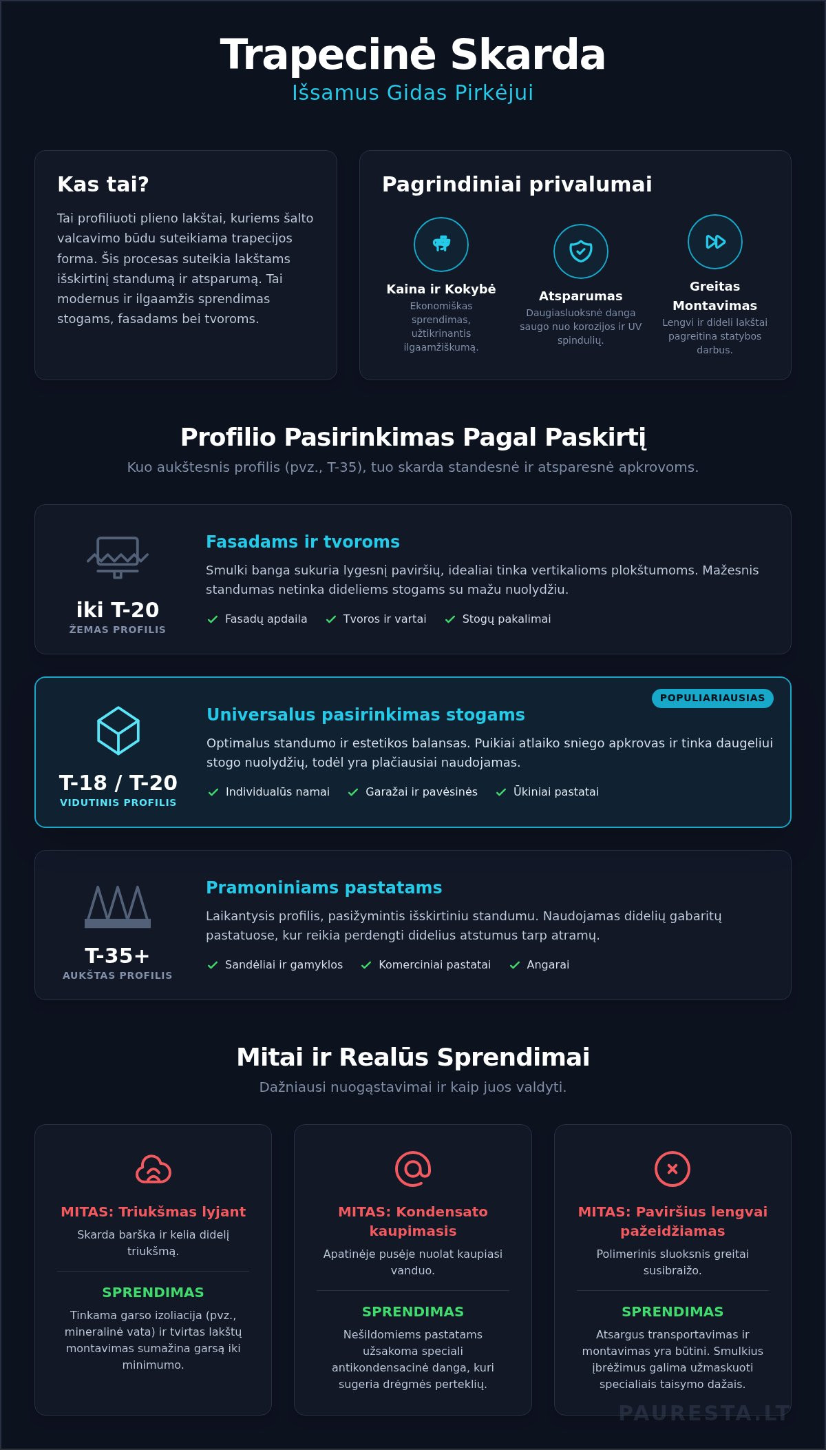 Trapecinė skarda: Universalus gidas stogui, fasadui ir tvorai