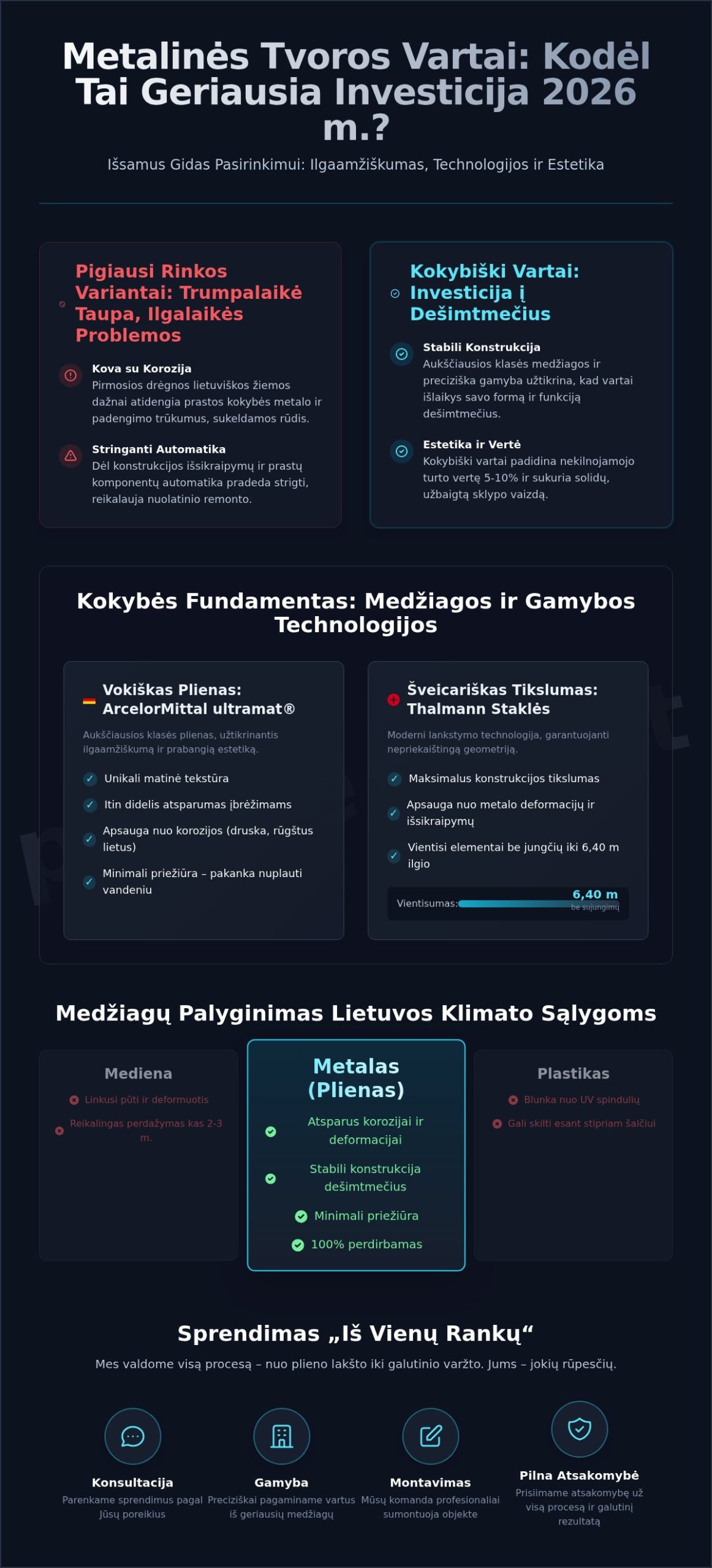 Metalinės tvoros vartai 2026: Kaip išsirinkti ilgaamžį sprendimą savo kiemui?